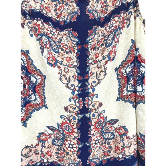 41 HAWTHORN Sleeveless Top Blouse S Small Floral‎ Paisley Navy Blue Red Cream - Picture 3 of 5